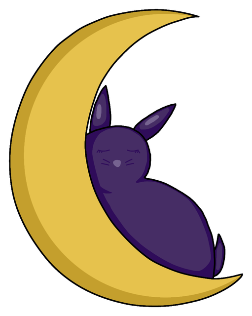Lunar Bunny Art — a sleeping bunny nestled in a crescent moon